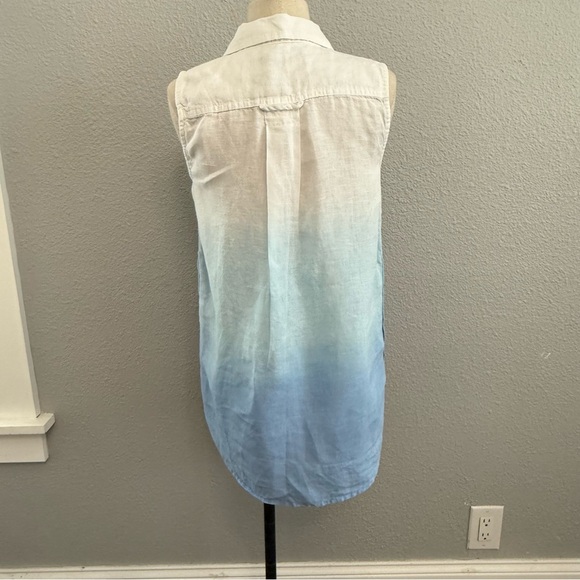 Talbots Sleeveless Linen Top Size XS Ombré Blue - Picture 2 of 5